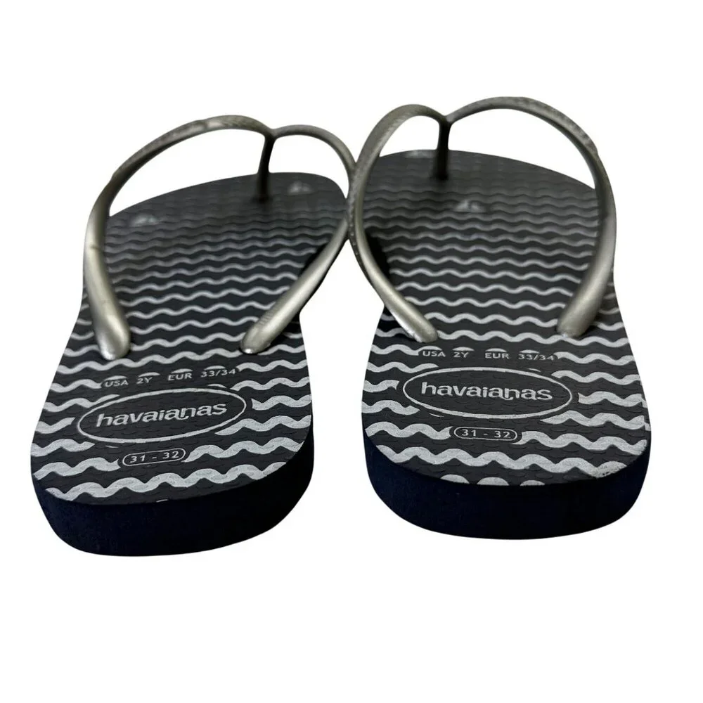 Havaianas Slim‎ Oceano Flip Flop Sandals Navy Blue Youth 2